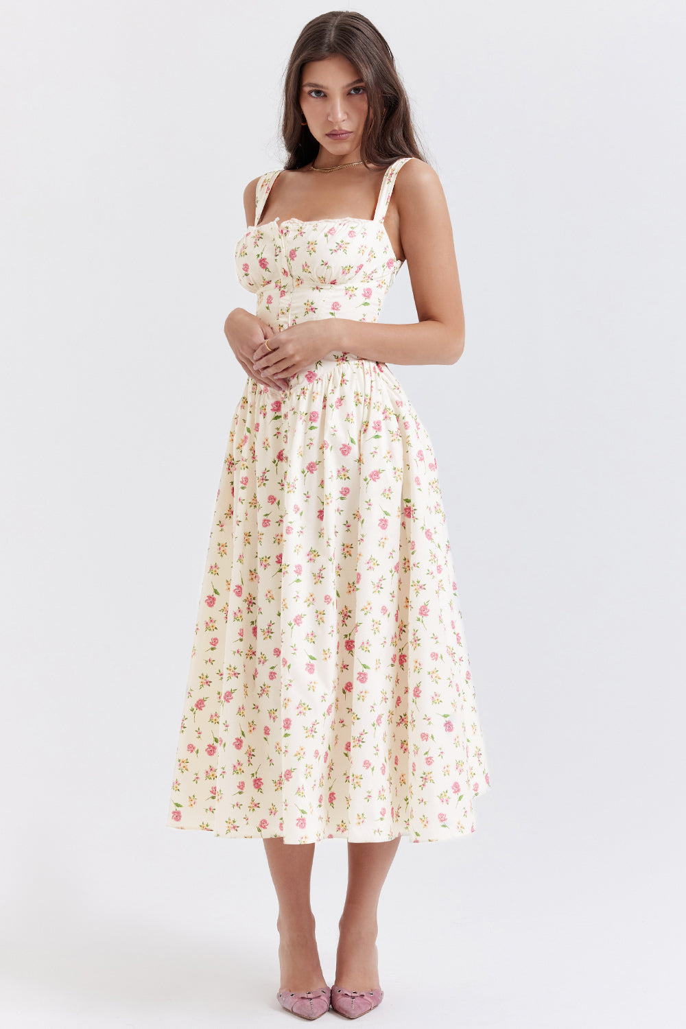 Stilla | Blomstret Let Midi Solkjole