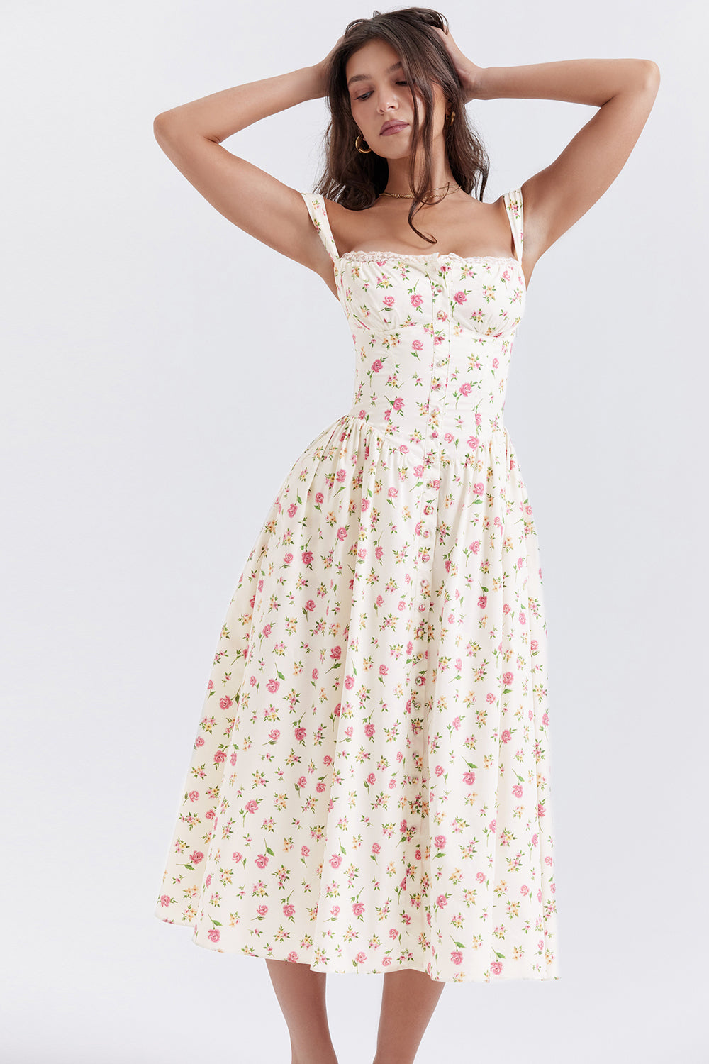 Stilla | Midi Solkjole Med Blomster
