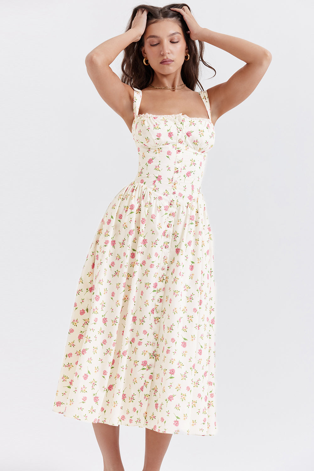 Stilla | Blomstret Let Midi Solkjole