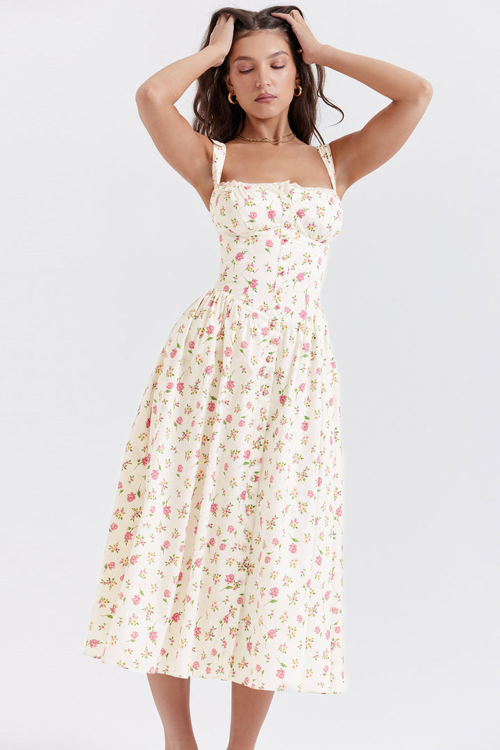Stilla | Blomstret Let Midi Solkjole