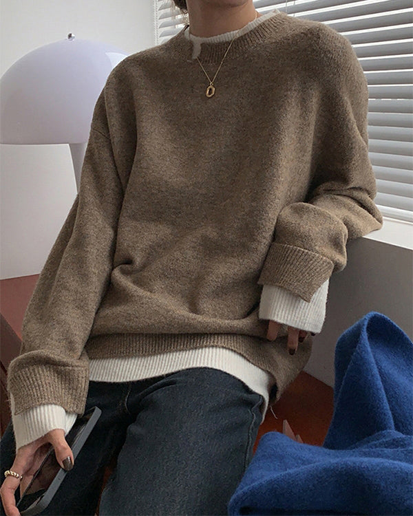 Stilla | Elegant Pullover med Lange Ærmer i Farveblok-look