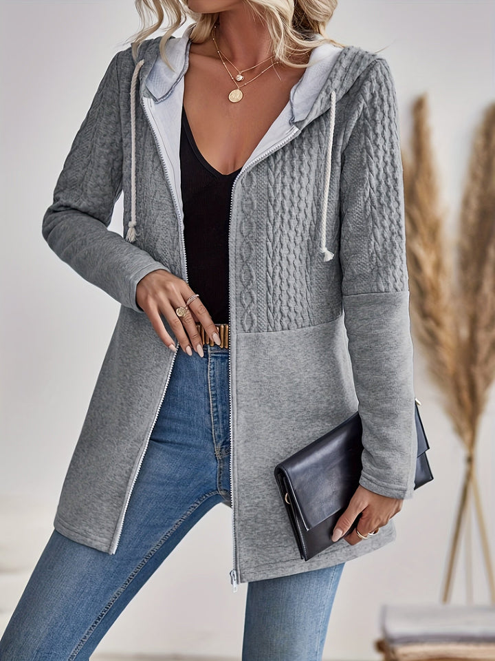 Stilla | Tekstureret Zip-Up Hoodie Jakke