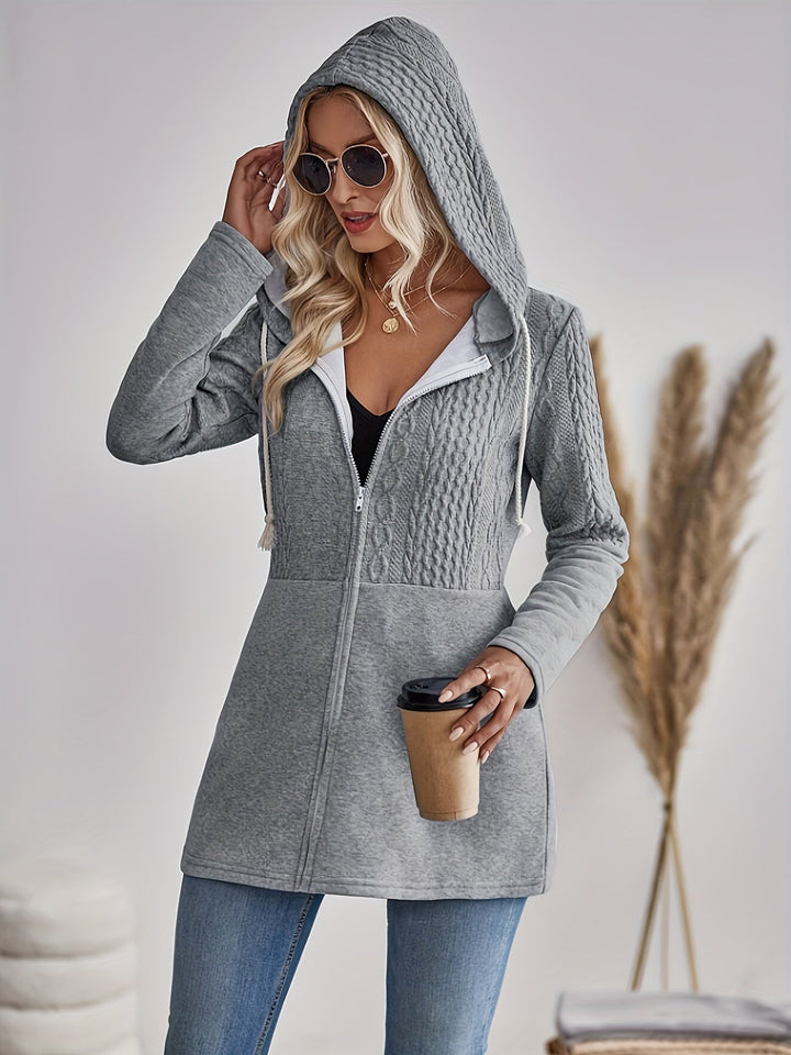 Stilla | Tekstureret Zip-Up Hoodie Jakke