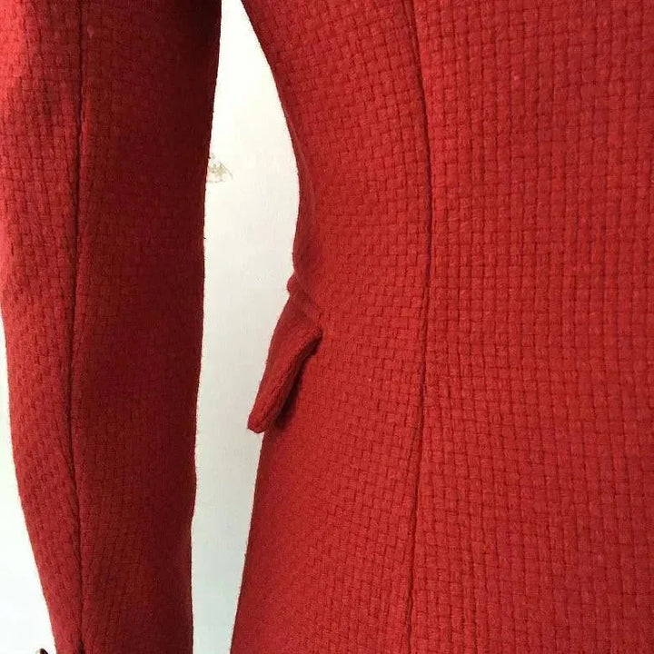 Stilla | Den pragmatiske røde tweed-blazer til kvinder - Lærlig - Ensfarvet