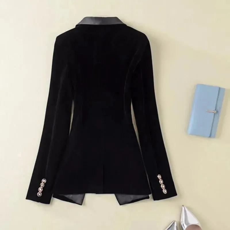 Stilla | Der Prowess Samt V-Udskæring Blazer Dame - Casual - Enkeltfarvet