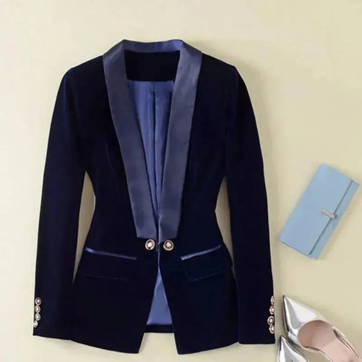 Stilla | Der Prowess Samt V-Udskæring Blazer Dame - Casual - Enkeltfarvet