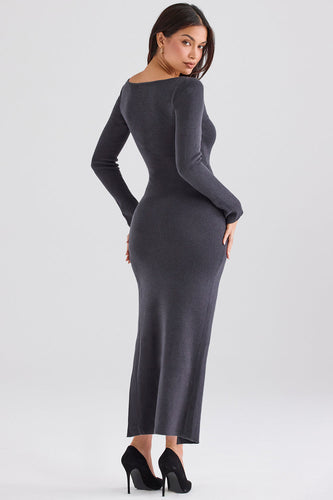 Stilla | Antracit Kashmir Strikket Maxi Kjole