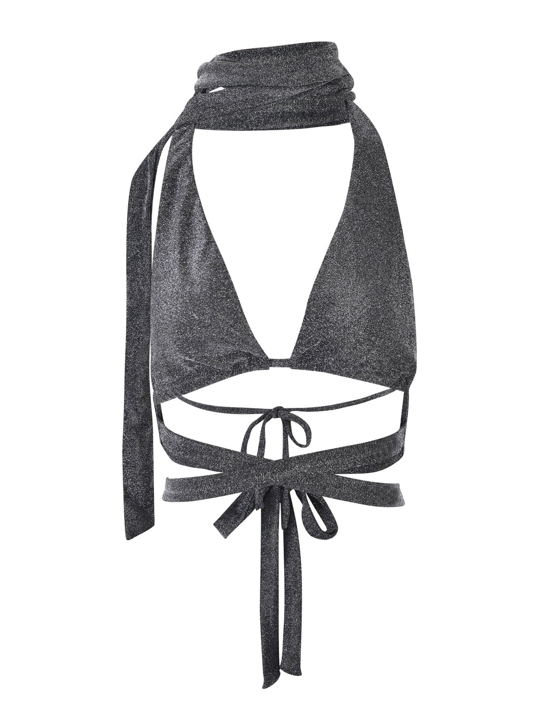 Stilla | Front Split Maxi Nederdel Med Bikinitop Shimmery Sølv