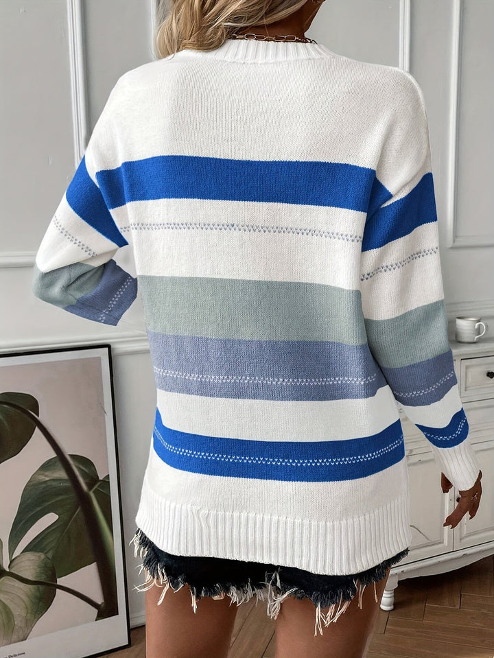 Stilla | Trendy farveblok rundhals pullover