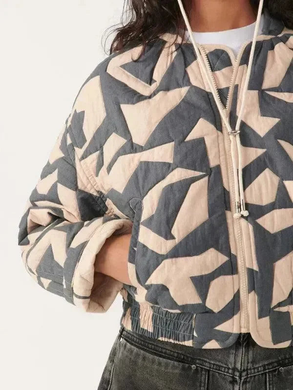 Stilla | Trendy Løs Vinter Trykt Steppjakke