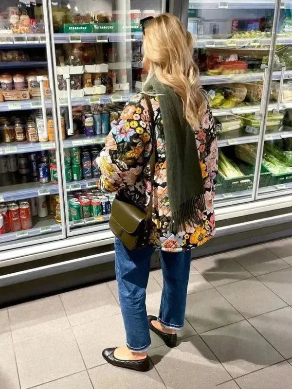 Stilla | Trendy Løs Vinter Trykt Steppjakke