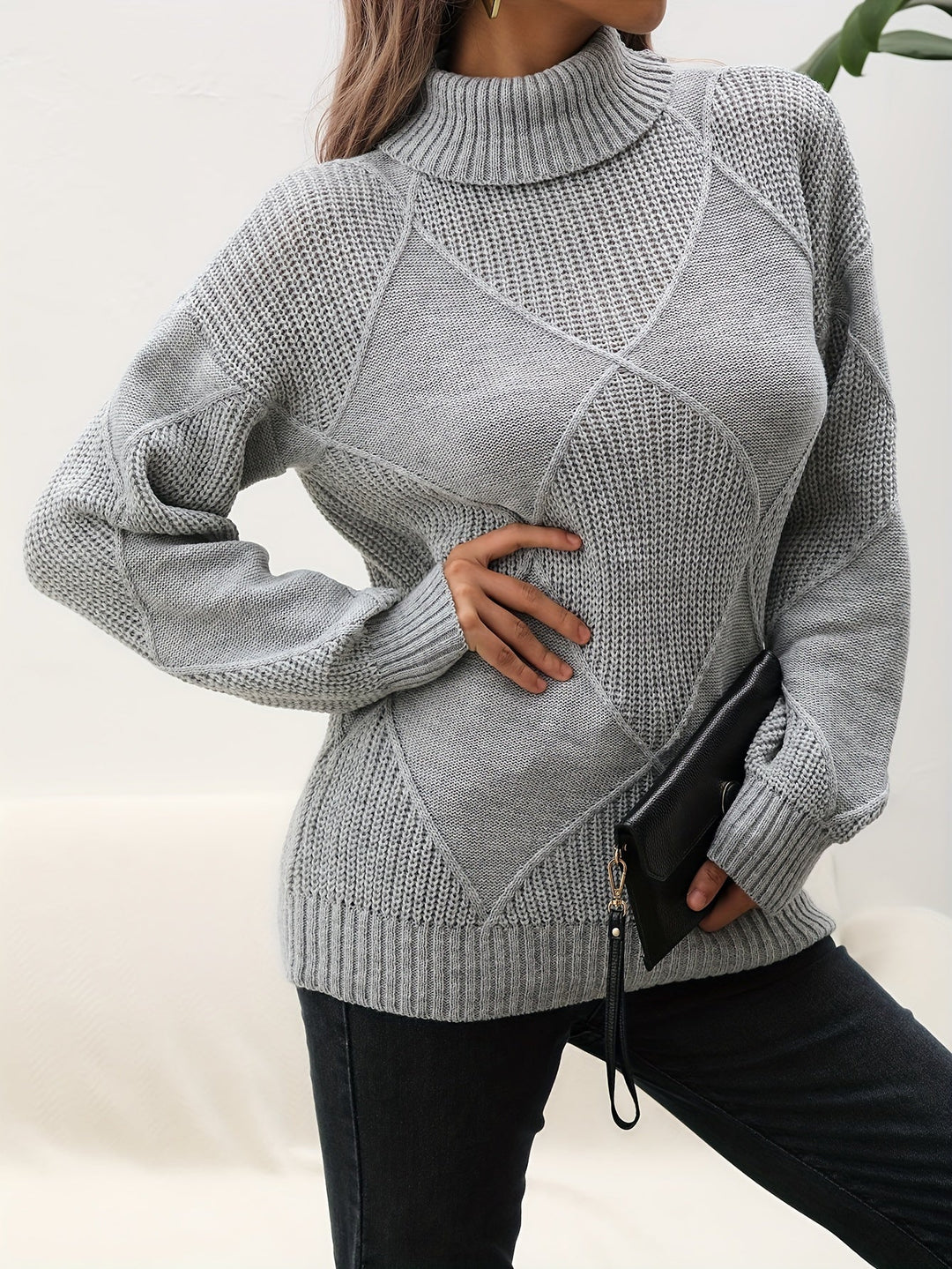 Stilla | Trendy Ensfarvet Rullekrave sweater