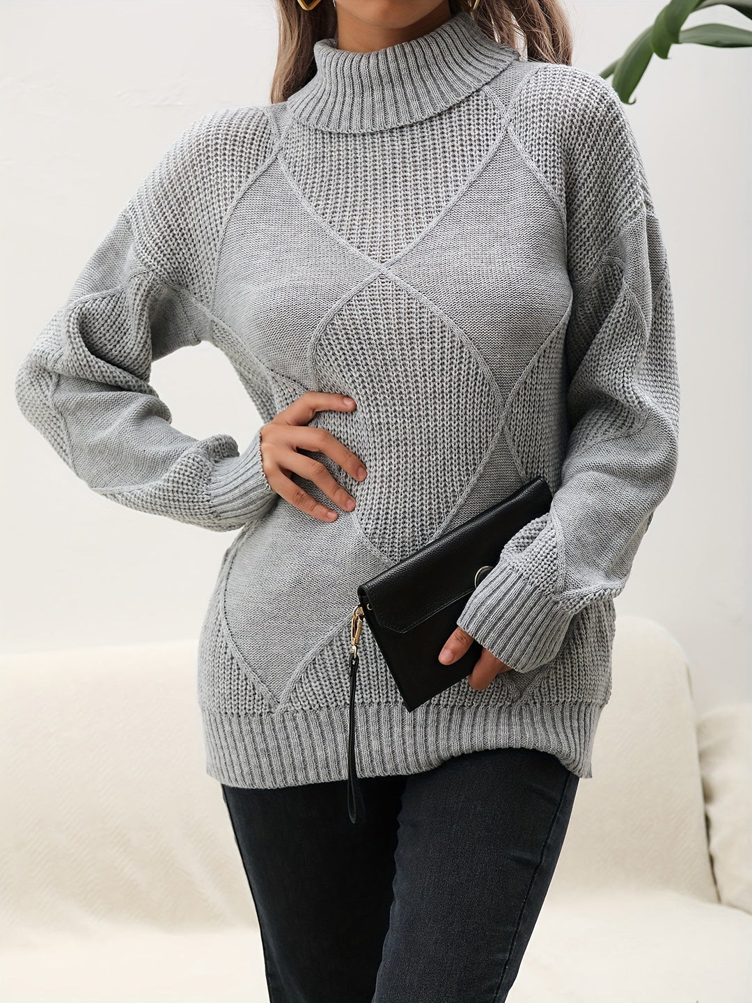 Stilla | Trendy Ensfarvet Rullekrave sweater