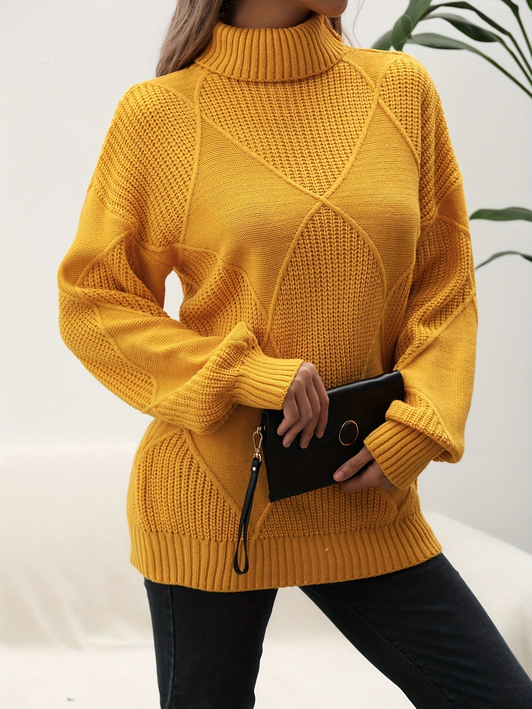 Stilla | Trendy Ensfarvet Rullekrave sweater