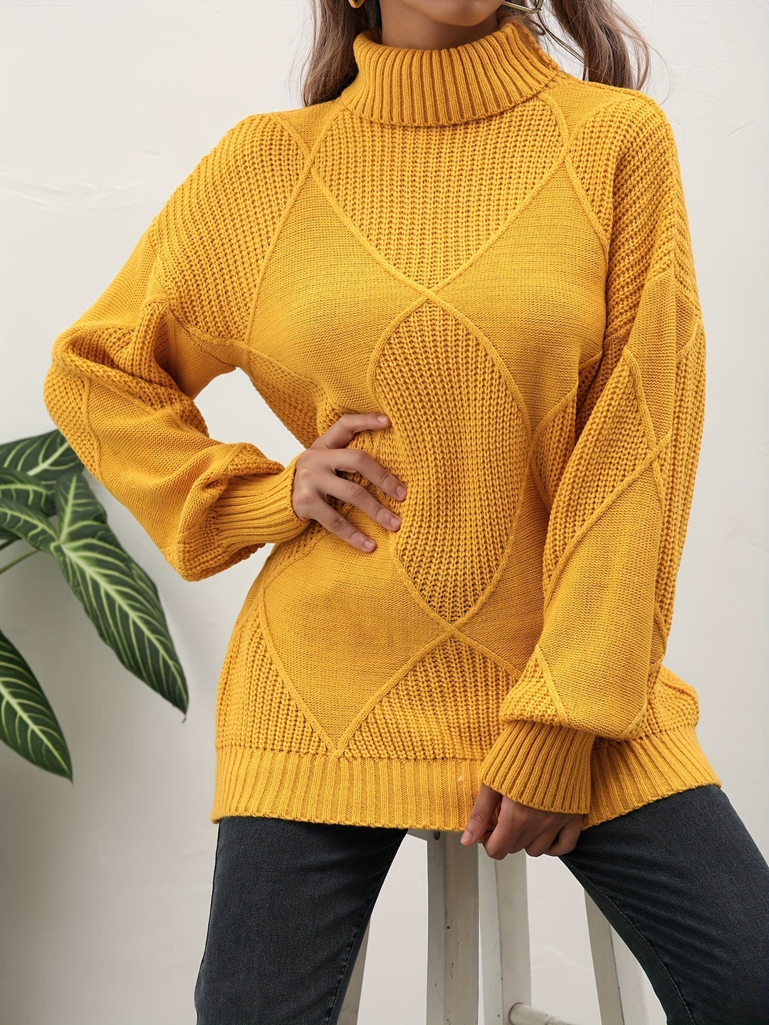 Stilla | Trendy Ensfarvet Rullekrave sweater