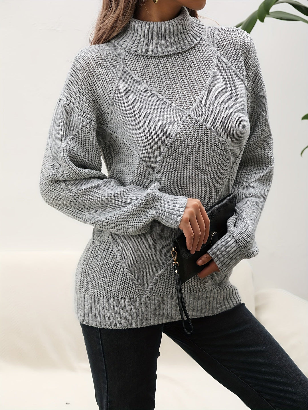 Stilla | Trendy Ensfarvet Rullekrave sweater