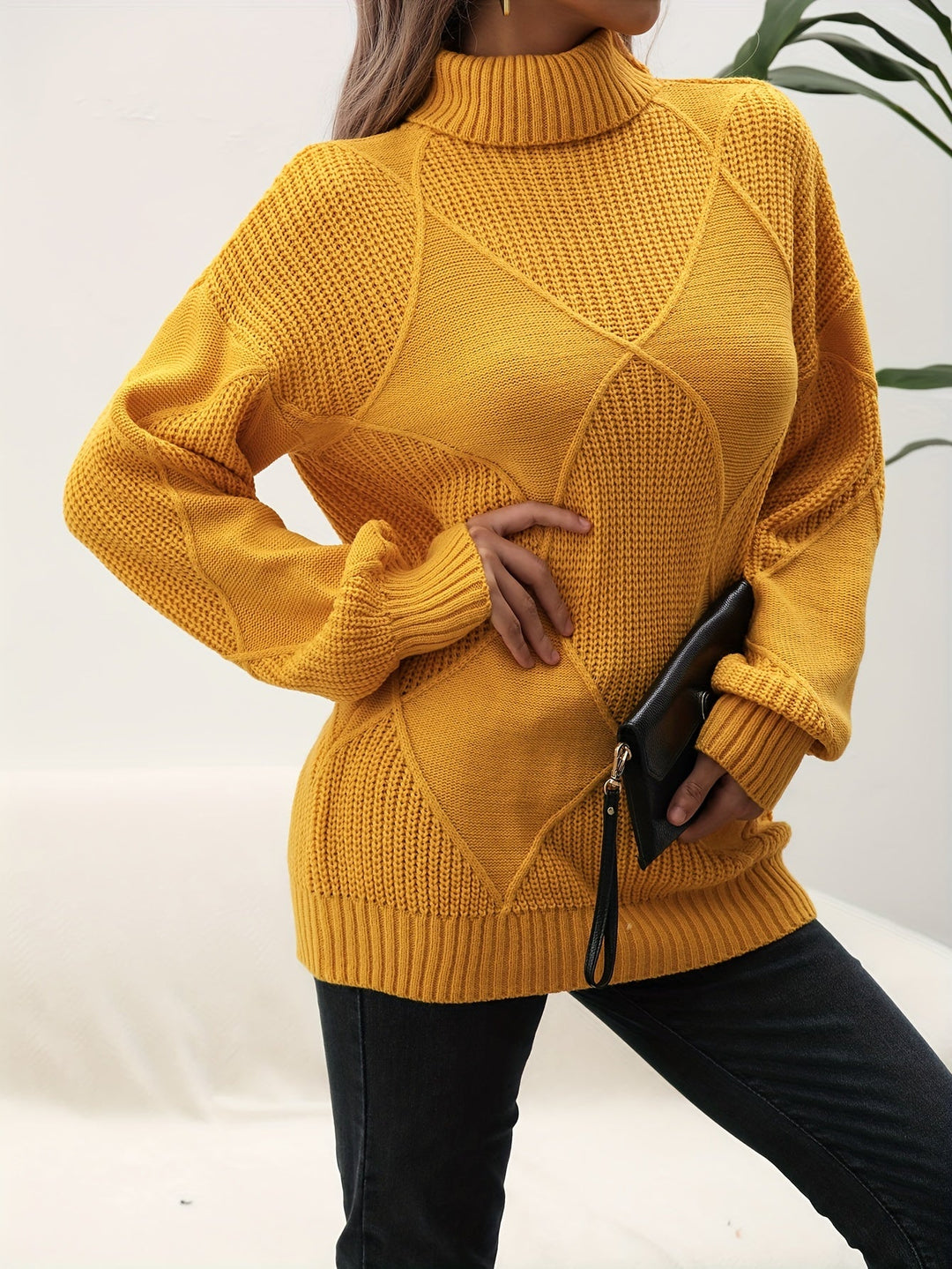 Stilla | Trendy Ensfarvet Rullekrave sweater
