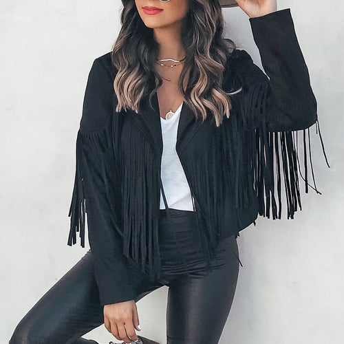 Stilla | Trendy Suedes Damejakke med Frynser