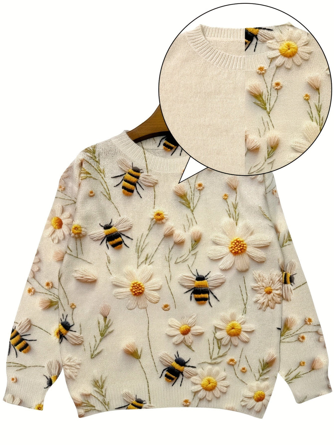 Stilla | Trendy dame strikbluse med bienmønster