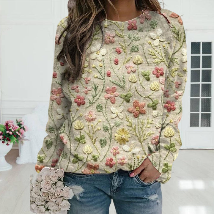 Stilla | Trendy dame pullover med blomster mønster