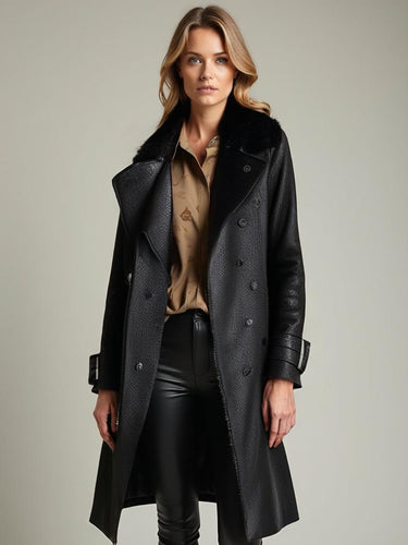 Stilla | Luksuriøs Læder-Trenchcoat med stilfuldt Design