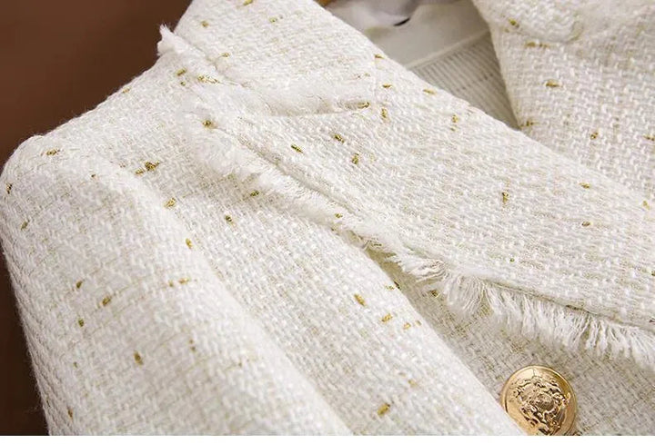 Stilla | Tweed Blazer Dame - Ensfarvet - Løs pasform