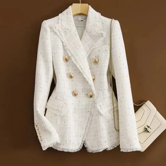 Stilla | Tweed Blazer Dame - Ensfarvet - Løs pasform