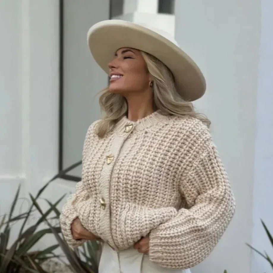 Stilla | Lunt Strikket Cardigan I En Ensfarvet Farve, Casual