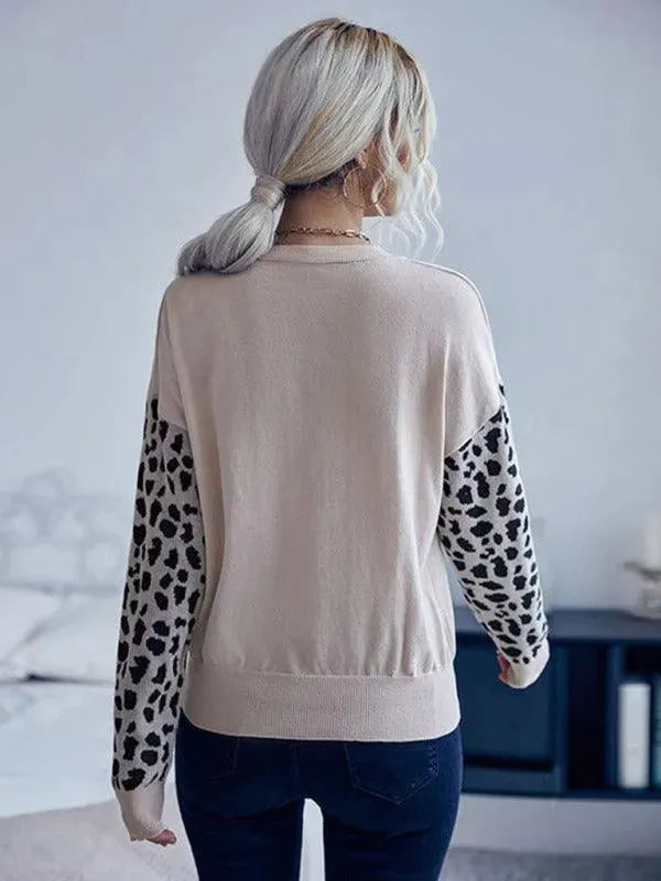 Stilla | Udkæring strikpullover dame med vildtrykærmer