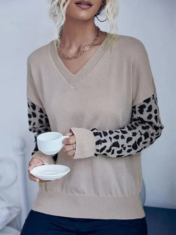 Stilla | Udkæring strikpullover dame med vildtrykærmer