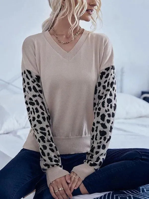 Stilla | Udkæring strikpullover dame med vildtrykærmer