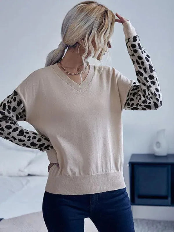 Stilla | Udkæring strikpullover dame med vildtrykærmer