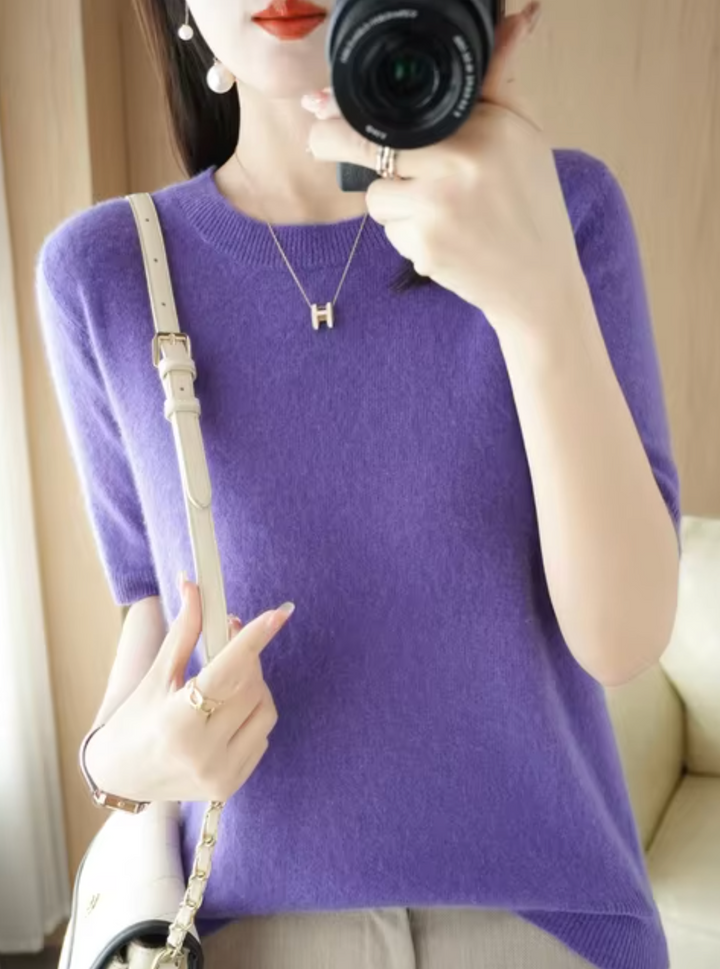 Stilla | Kortærmet Sweater I Uld Og Cashmere