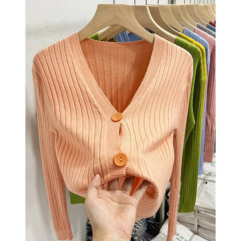 Stilla | Læderpullover til kvinder i rosa, orange og blå til den