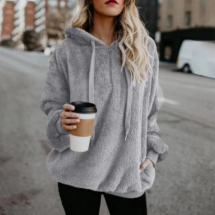 Stilla | Sweatjakke Plush Dame Med Lynlåslommer Til Den