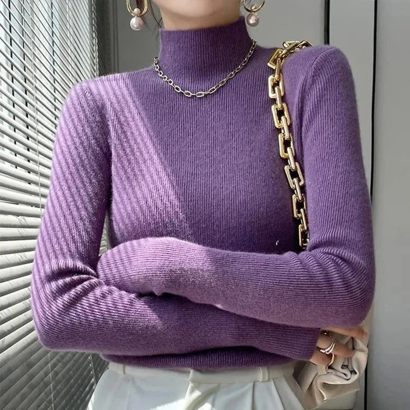 Stilla | Dame sweater med rullekrave Negasi