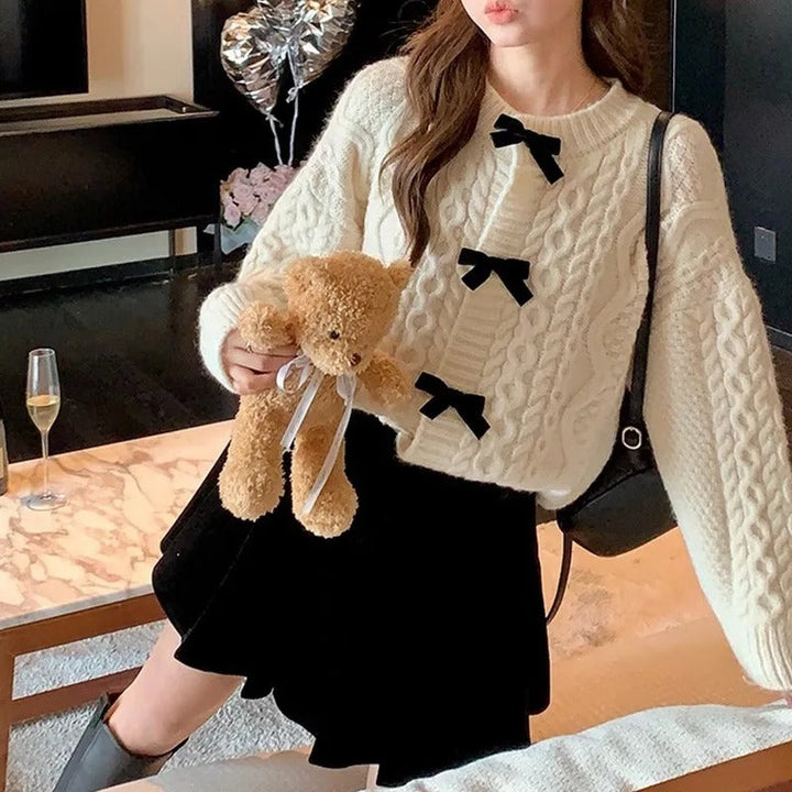 Stilla | Dame Strikjakke Med Sløjfedetalje