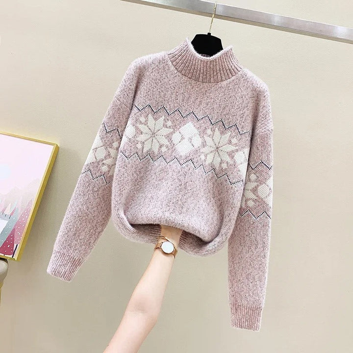 Stilla | Strikpullover Med Snefnuggemotiv