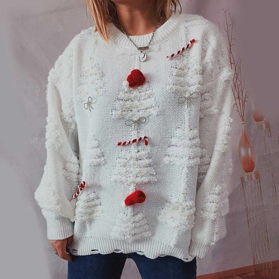 Stilla | Dame julesweater med juletræstruktur