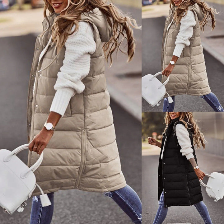 Stilla | Lang Quilted Jakke Med Hætte