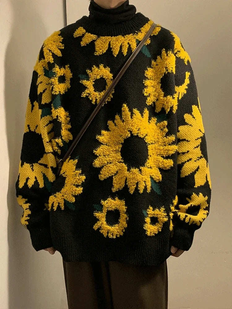 Stilla | Oversize Sweater Med Solsikkeprint