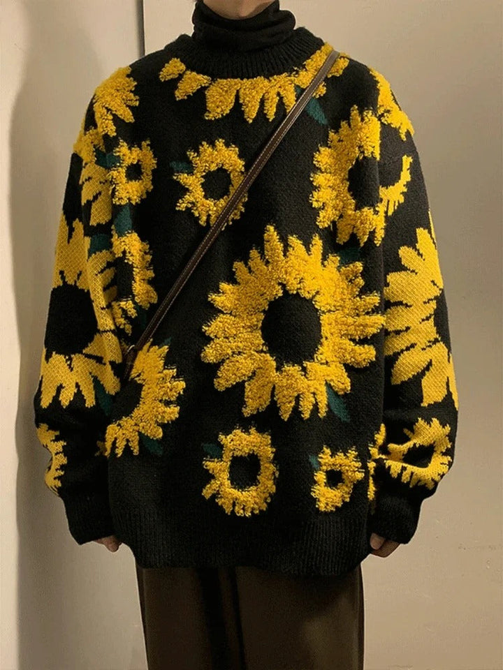 Stilla | Oversize Sweater Med Solsikkeprint