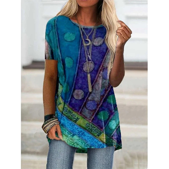 Stilla | Årgang Streetwear T-Shirt Geometrisk 3d Tryk, Afslappet Let Sommer Top Til Kvinder, Korte Ærmer