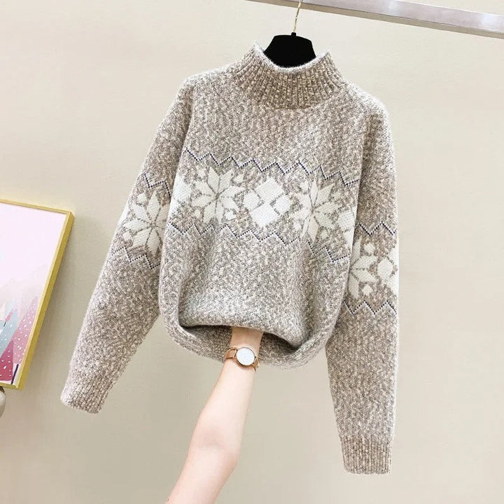 Stilla | Strikpullover Med Snefnuggemotiv