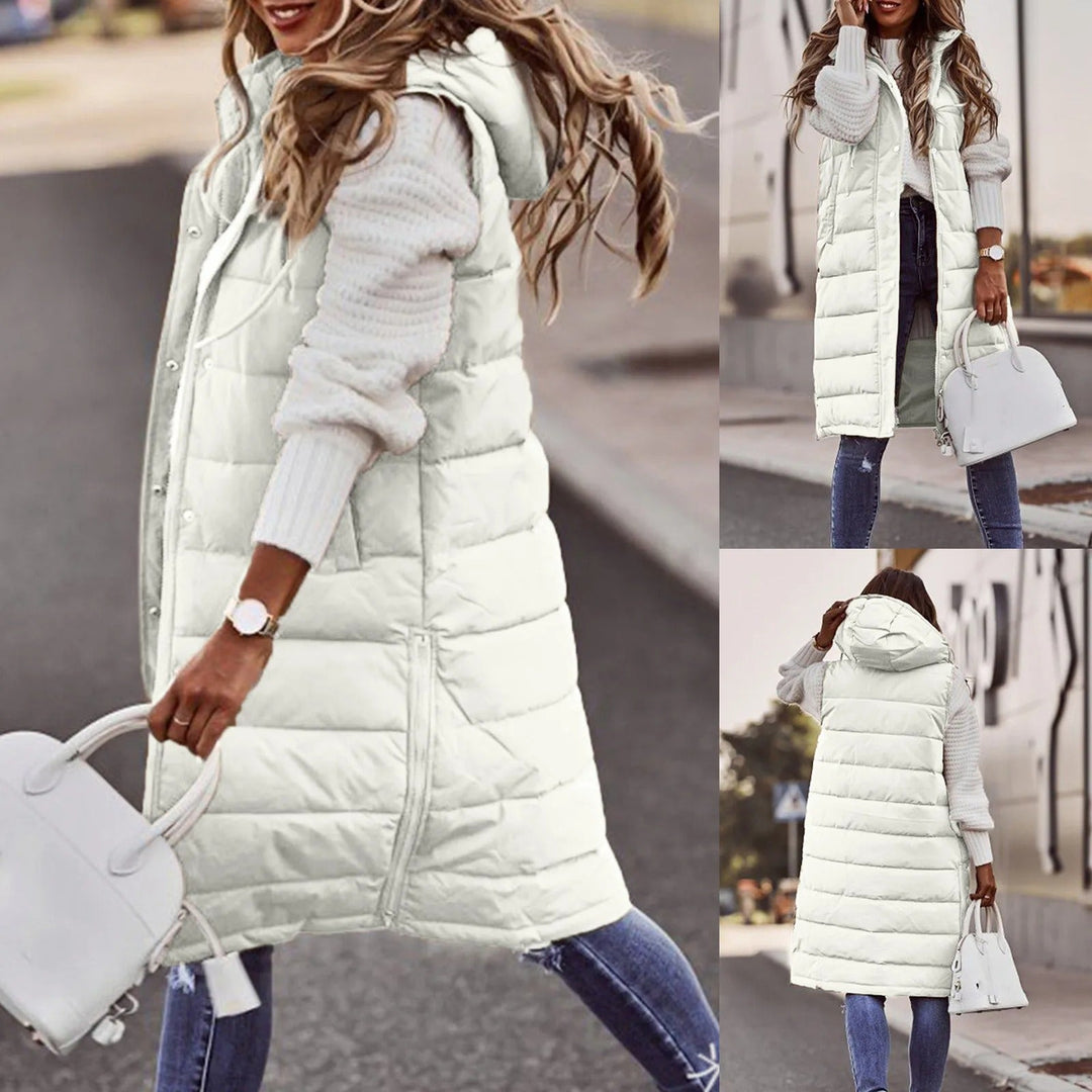 Stilla | Lang Quilted Jakke Med Hætte