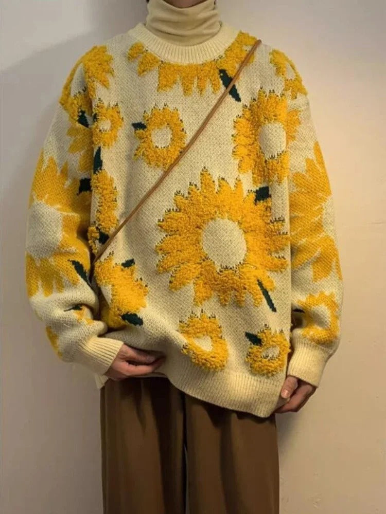 Stilla | Oversize Sweater Med Solsikkeprint