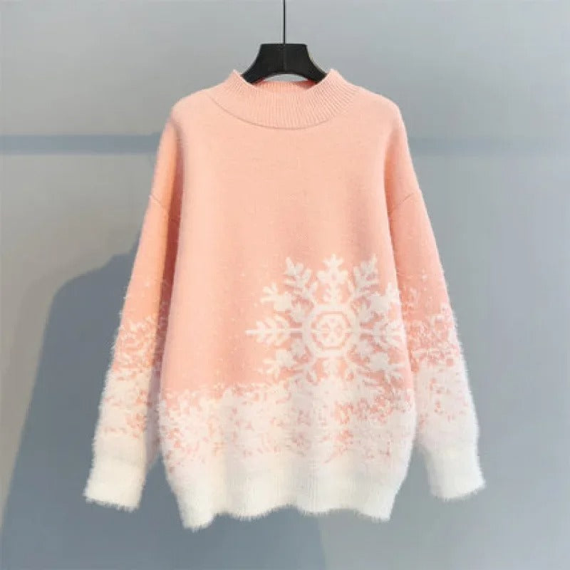 Stilla | Blød Pullover Med Snefnugtryk