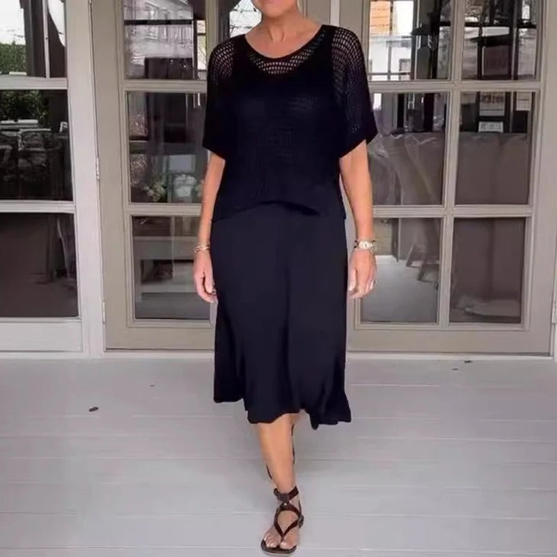 Stilla | Elegant To-delt Kjole Gennemsigtig Bluse
