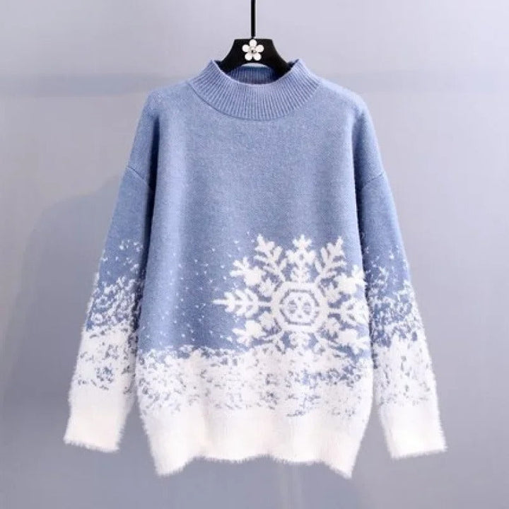 Stilla | Blød Pullover Med Snefnugtryk