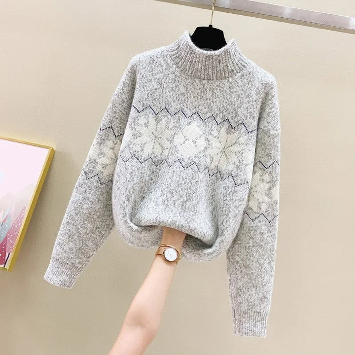 Stilla | Strikpullover Med Snefnuggemotiv